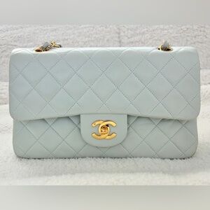 Chanel Classic Flap Lambskin Baby Blue 24K GHW